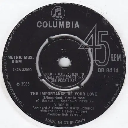 Vince Hill - The Importance Of Your Love (L'important, C'est La Rose)