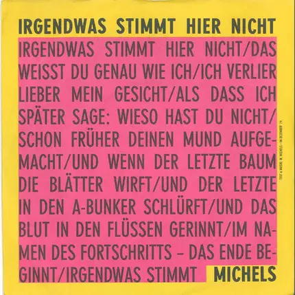 Wolfgang Michels - Irgendwas Stimmt Hier Nicht