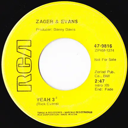 Zager & Evans - Help One Man Today / Yeah 3²