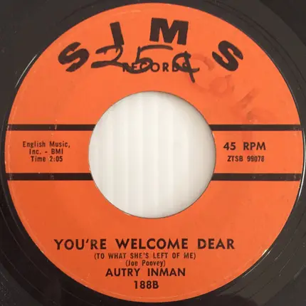 Autry Inman - My Past / You're Welcome Dear (To What She's Left Of Me)