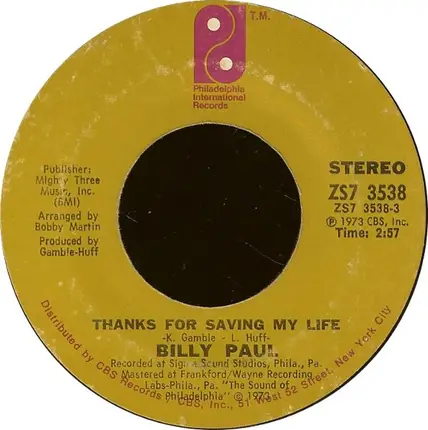 Billy Paul - Thanks For Saving My Life