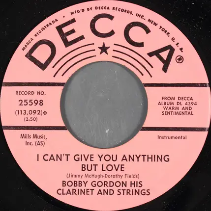 Bobby Gordon - Bobby's Blues / I Can't Give You Anything But Love