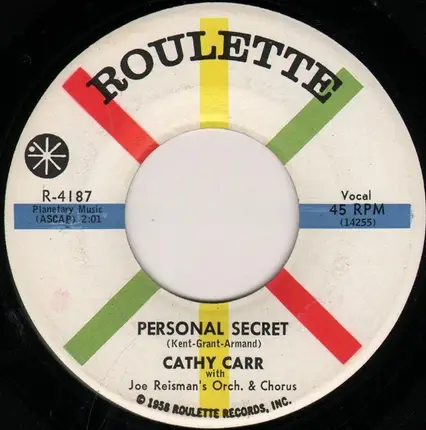 Cathy Carr With Joe Reisman And His Orchestra And Chorus - Shy / Personal Secret