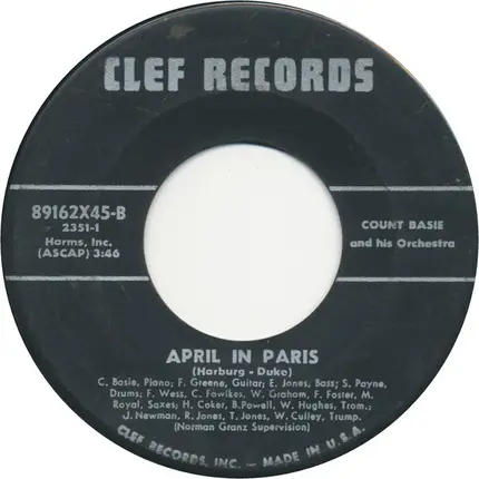 Count Basie Orchestra - Roll 'Em Pete / April In Paris