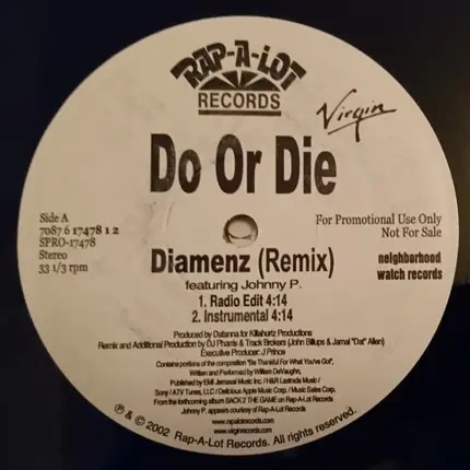 Do Or Die Featuring Johnny P - Diamenz (Remix)