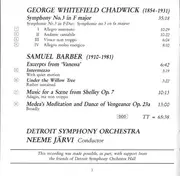 CD - George Whitefield Chadwick / Samuel Barber , Detroit Symphony Orchestra , Neeme Järvi - Symphony No. 3 / Two Orchestral Excerpts From 'Vanessa' / Music For A Scene From Shelley / Medea's Meditation And Dance Of Vengeance