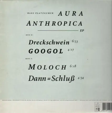 Hans Platzgumer - Aura Anthropica EP 1