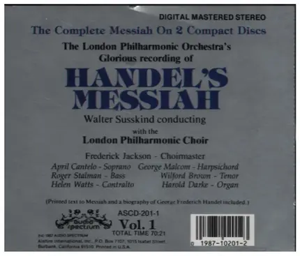 Händel / The London Philharmonic Orchestra - The Messiah - The Original Manuscript