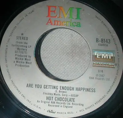 Hot Chocolate - Are You Getting Enough Happiness / One Night's Not Enough