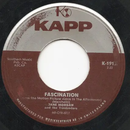 Jane Morgan And The Troubadors - Fascination