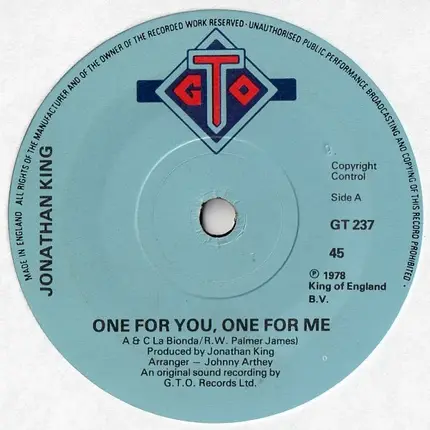 Jonathan King - One For You, One For Me