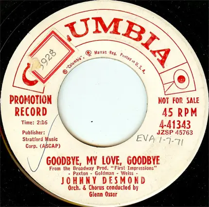 Johnny Desmond - Goodbye, My Love, Goodbye / Bye-Bye Barbara