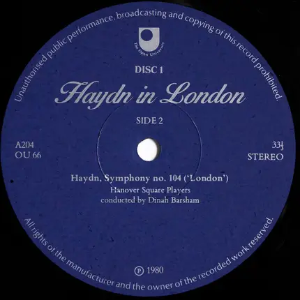 Joseph Haydn , Hanover Square Players , Dinah Barsham - Haydn In London