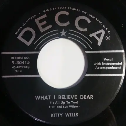 Kitty Wells - Fraulein / What I Believe Dear