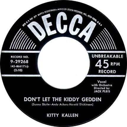 Kitty Kallen - I Want You All To Myself (Just You)