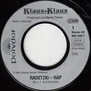 7inch Vinyl Single - Klaus & Klaus - Radetzki-Rap