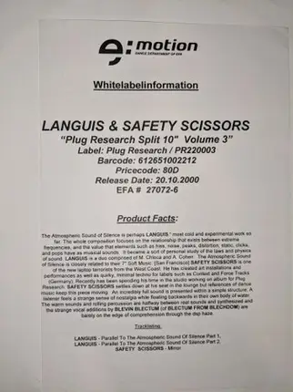 Languis / Safety Scissors - Parallel To The Atmospheric Sound Of Silence / Mirror