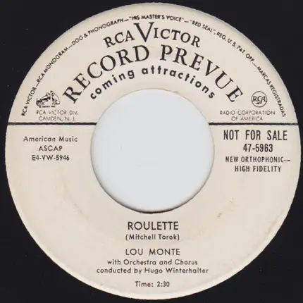 Lou Monte - Cat's Whiskers / Roulette