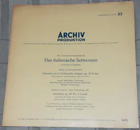 Luigi Boccherini - VIII. Research Period - The Italian Settecento / Series A: The Concerto / Series D: The Solo and Tr
