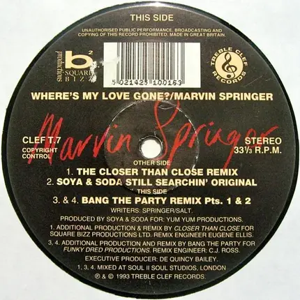 Marvin Springer - Where's My Love Gone?