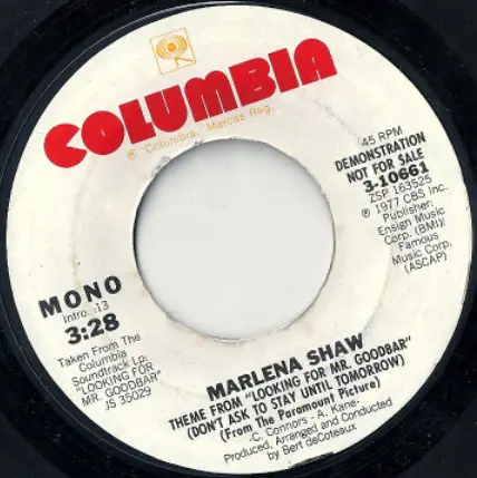 Marlena Shaw - Theme From "Looking For Mr. Goodbar" (Don't Ask To Stay Until Tomorrow)