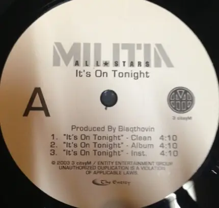 Militia - It's On Tonight / Get On By