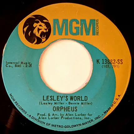 Orpheus - Can't Find The Time / Lesley's World