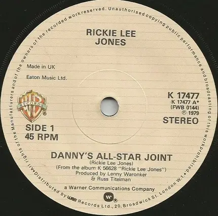 Rickie Lee Jones - Danny's All-Star Joint