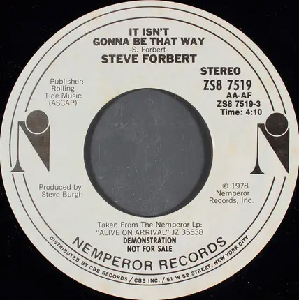 Steve Forbert - It Isn't Gonna Be That Way